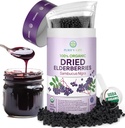 USDA Organic Dried Elderberries 1lb Bulk (Safest Packaging, Resealable Bag, BPA-Free Scoop) Naturlig, icke-irradierad, Raw Whole Black Elderberry, Immune Support, Gör Sambucus Elderberry Syrup, 1 pund