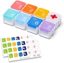 Medicine Organizer, DIY Travel Weekly Pill Organizer case, Daily Pill Box / Container 7 Day, Pill Dispenser / Container för vitamin / fiskolja (1 Time A Day, Rainbow)