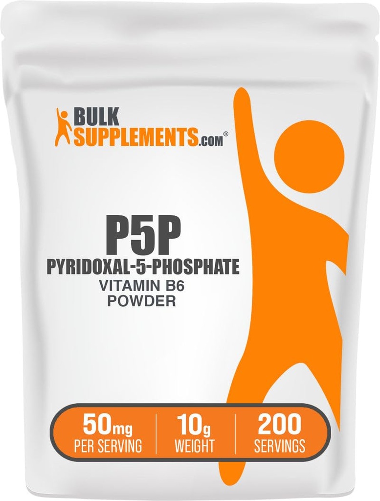 BulkSupplements.com Pyridoxal 5 Fosfatpulver - P-5-P Vitamin B6 Supplement, P-5-P 50mg - P5P Supplement, Gluten Free, 50mg per portion, 10g (0,35 oz) (Pack av 1)
