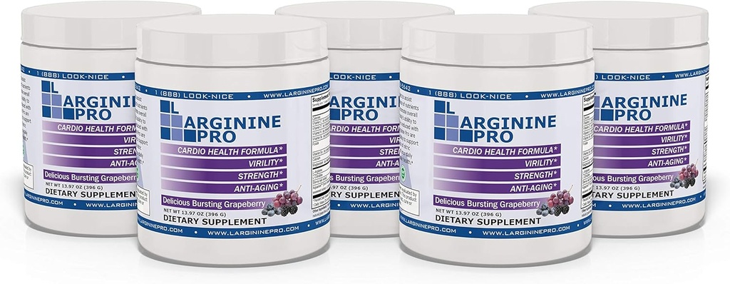 L-ARGININE PRO | 5,500mg L-Arginine Plus L-Citrulline 1,100mg Grape Powder Drink Mix Supplement för ökad Nitric Oxide Production