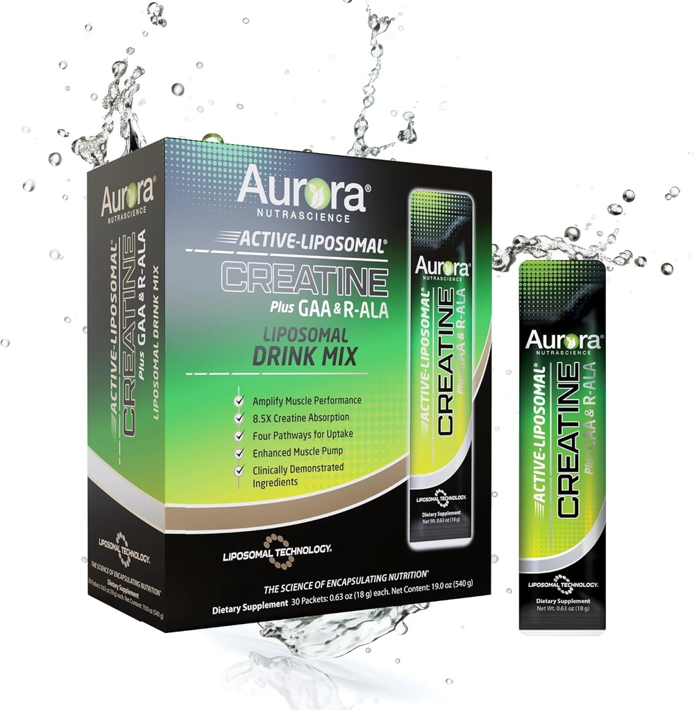 Aurora Nutrascience Active Liposomal®, Creatine Plus GAA & R-ALA, 30 Packets, 0,63 oz (18 g) Varje