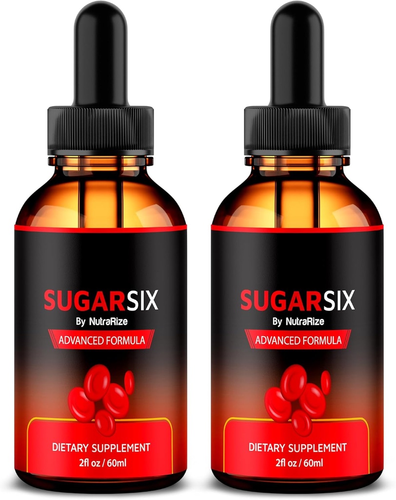 NutraRize (2 Pack) SugarSix Drops, Officiell Sugar Six Liquid Formel, All Natural Support för stabila och hälsosamma nivåer, Premium Dropper för att upprätthålla bra cirkulation, Sugar Six Review (60 portioner)