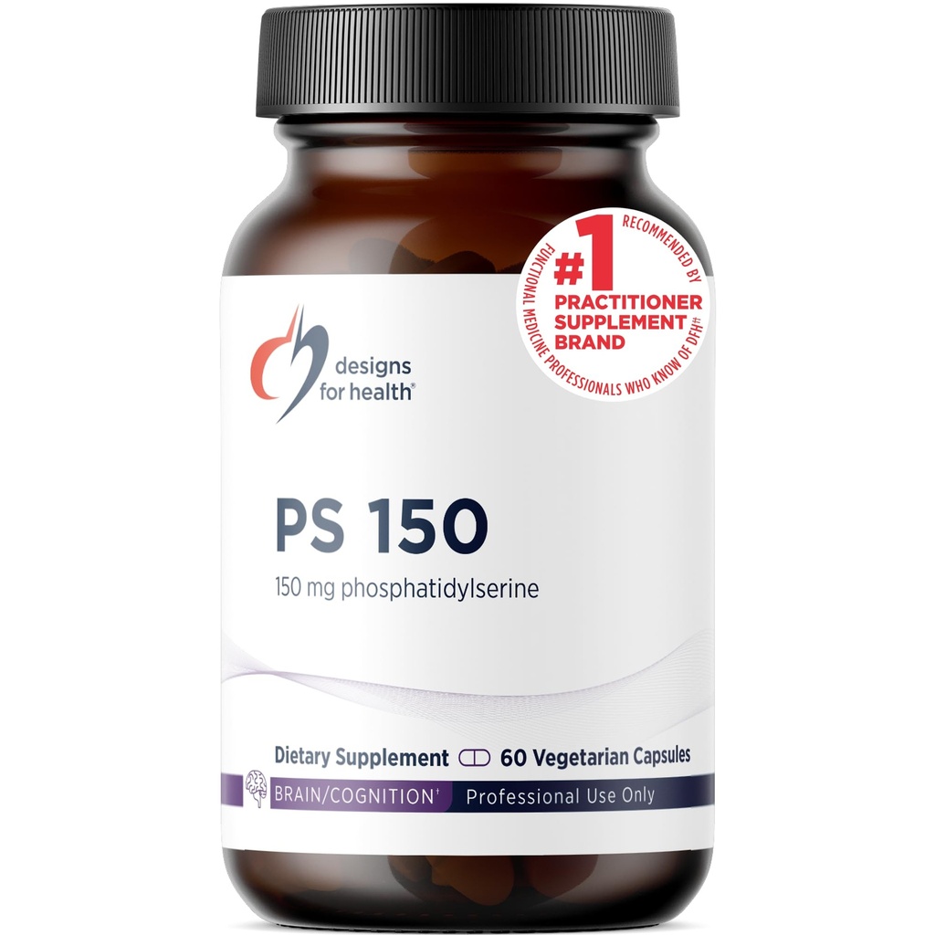 Design för Hälsa PS 150 Phosphatidylserine Capsules - 150mg Soy-Free Sunflower Lecithin-Sourced Phosphatidyl Serine Supplement - Kan hjälpa till att stödja hjärnhälsa (60 kapslar)
