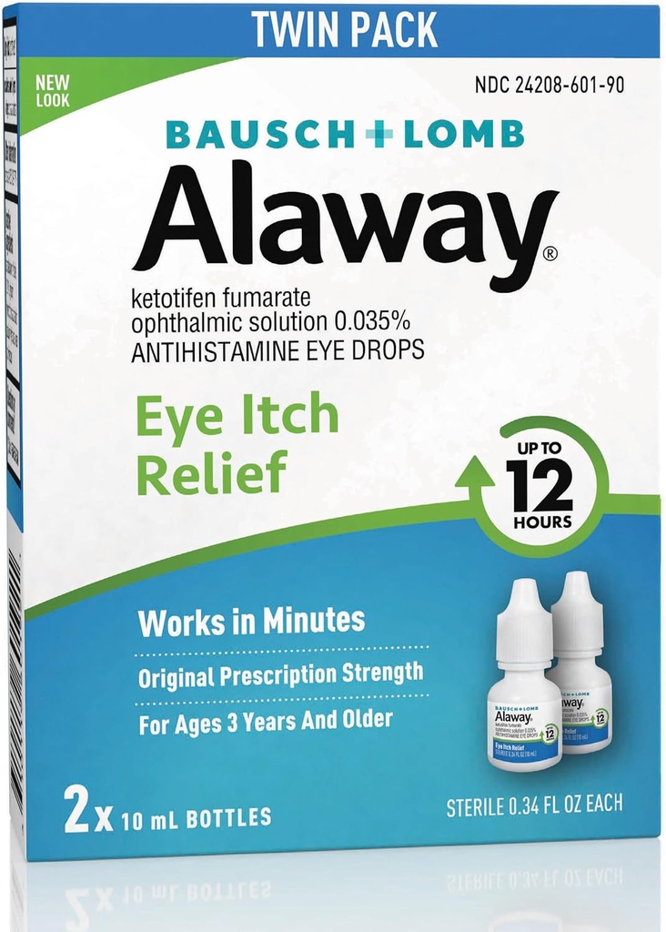 Alaway Antihistamine, Eye Itch Relief Drops, Twin Pack, 0,34 fl oz