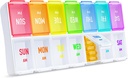 ZIKEE Rainbow Weekly Pill Organizer 2 gånger om dagen för enkel spårning, AM PM Pill Case, Large 7 Day Pill Box två gånger om dagen, BPA-Free Medication Organizer för piller, vitaminer, fiskoljor, tillskott