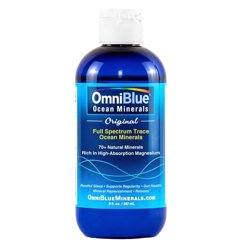 OmniBlue Ocean Minerals - 70+ Trace Minerals & Liquid Magnesium - Kalium, Klorid- Lågt Natrium - Naturligt stöd för sömn, Digestion, Regularitet, Hydration & Electrolyte Balance (8 oz)
