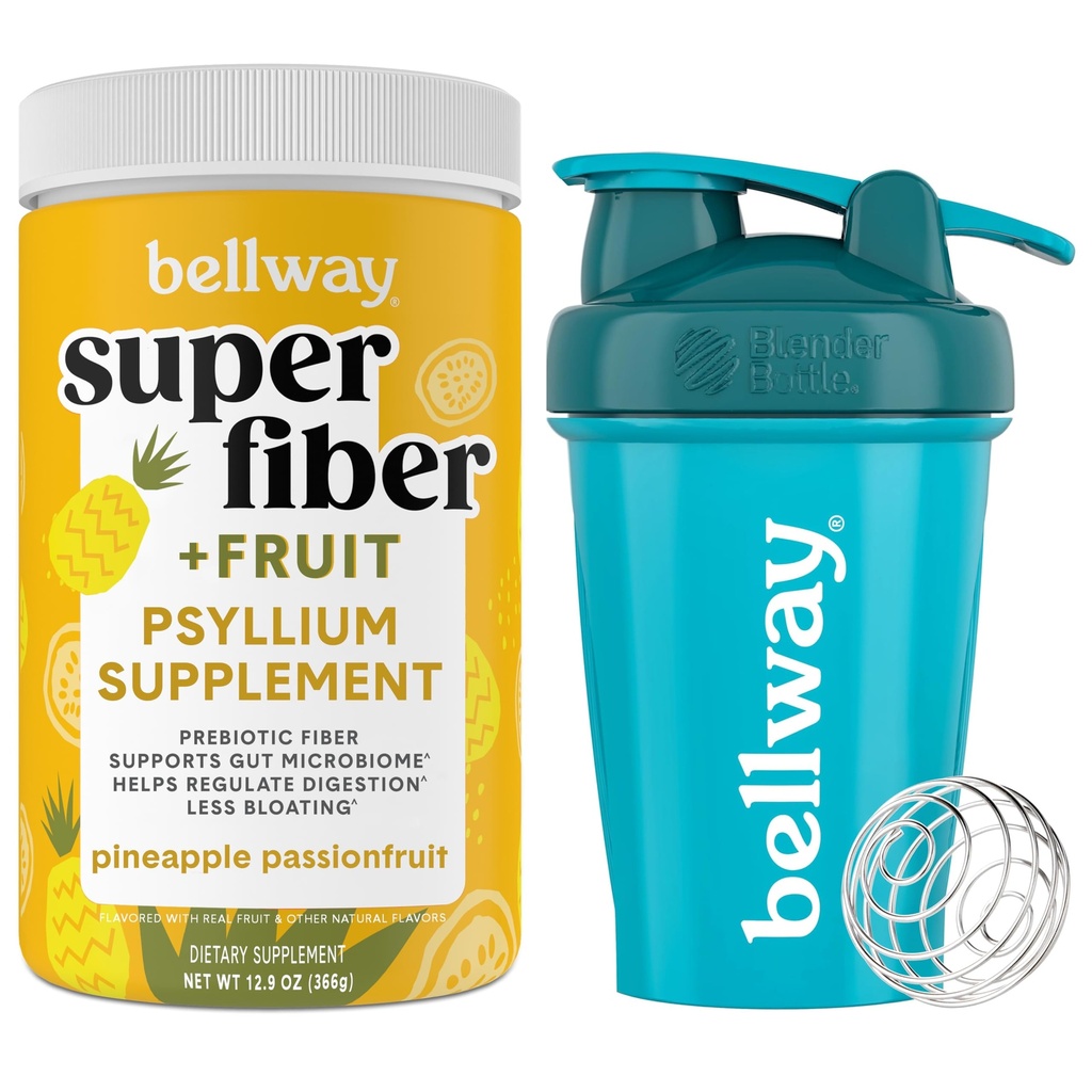Bellway Super Fiber Powder + Frukt, Pineapple Passion Fruit Shaker Bottle Bundle