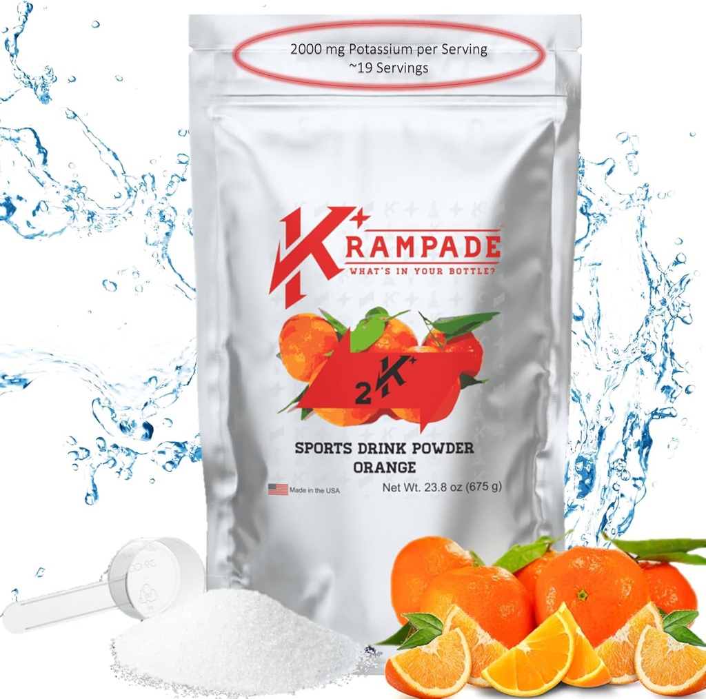 Krampade Electrolytes Powder Potassium Supplement - 2000 mg K +, >2X Mer än kokosvatten | Krampavlastning och förebyggande | Hydrationspulver
