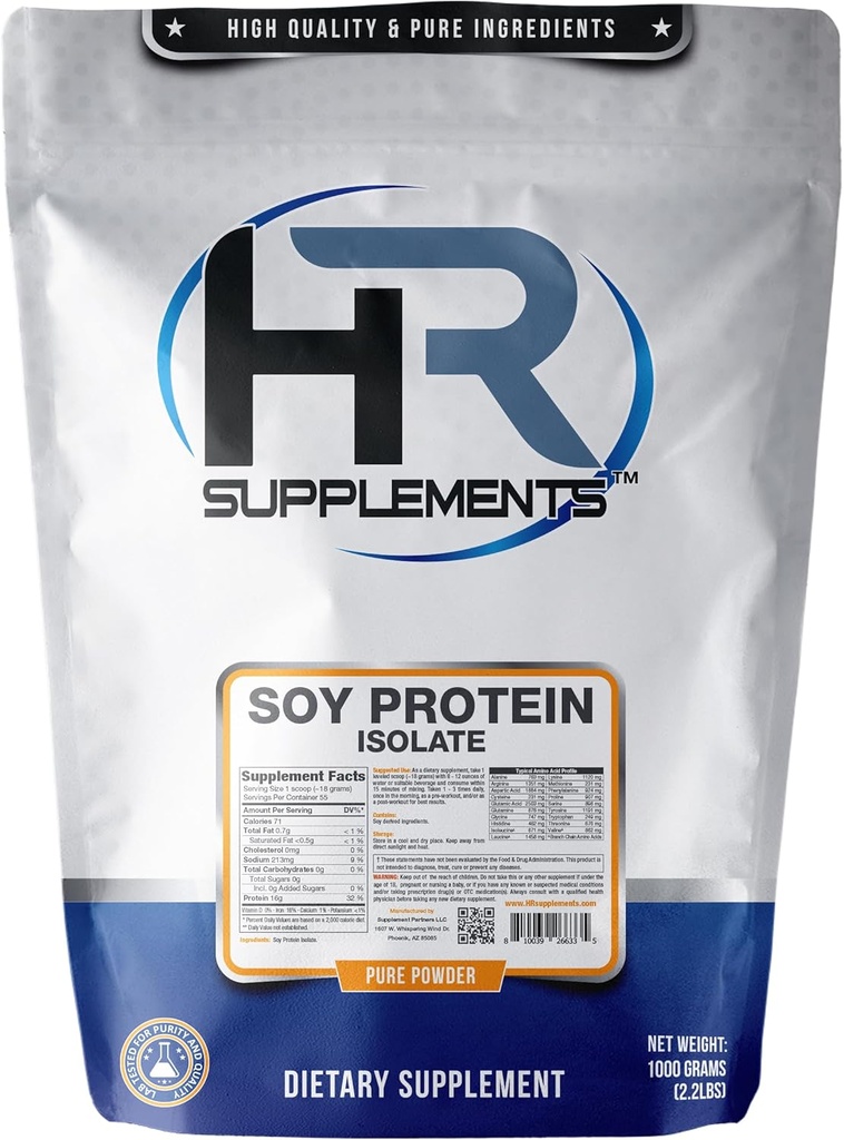 Sojaprotein Isolatpulver | 1 Kilogram (2,2 Lbs) | Lean Muscle Building | Vegetarian och Vegan Safe Protein Source | Lab Testade ingredienser