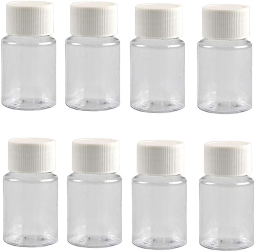 12PCS 30ML 1OZ Transparent Empty Plastic Bottles med White Screw Cap Solid Powder Capsules Pill Tablet Holder Storage Box Refillable Portable Durable Container Jar Pot för Travel Daily Life