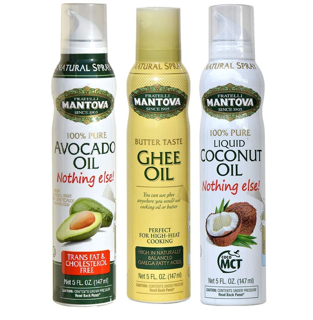 Mantova Keto Spray Oil Set (Avocado, Ghee, Coconut MCT Olja), pack av 3