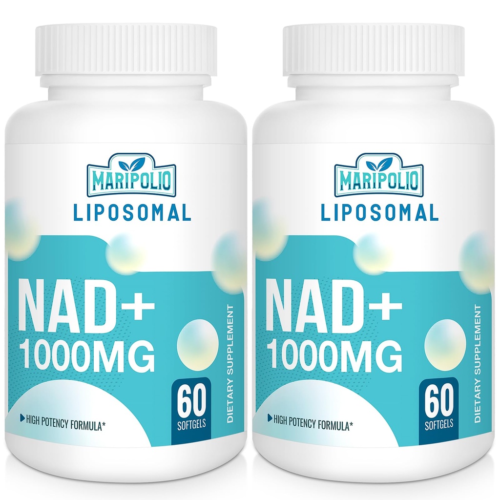 Liposomal NAD + Tillägg 1000 mg | Högsta NAD Pontecy | Max Absorption | Pure NAD Supplement | Energy and DNA Repair, Aging Defense, Brain Function | 120 Softgels