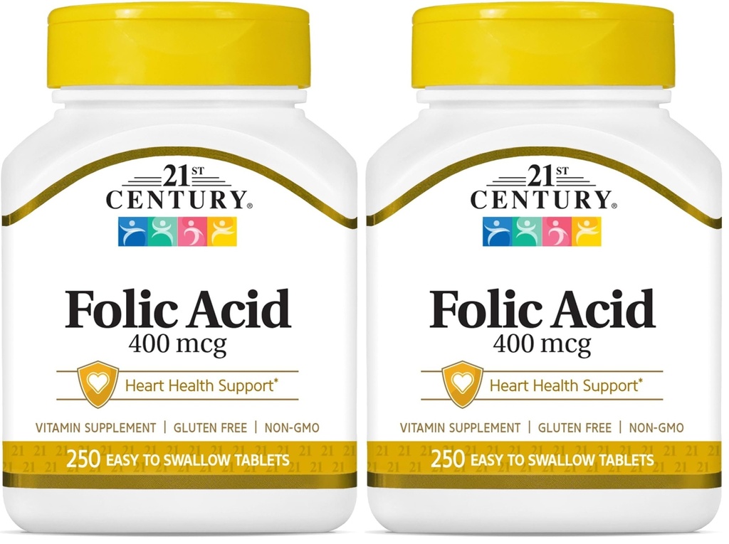 21st Century Folic Acid 400 mcg tabletter, 250 greve (Pack of 2)