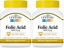 21st Century Folic Acid 400 mcg tabletter, 250 greve (Pack of 2)