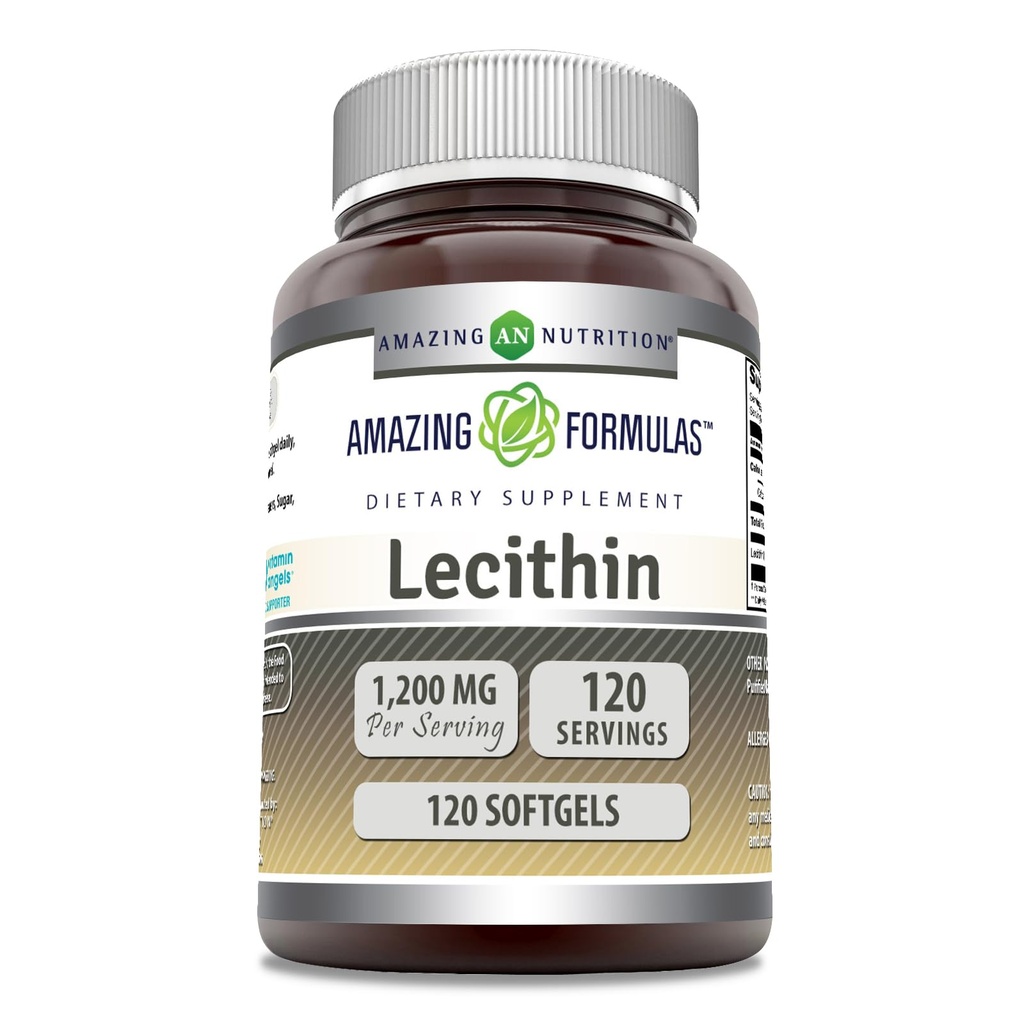 Fantastiska formler Lecithin 1200 mg Softgels Supplement | Hög styrka | Non-GMO | Gluten Free (1 Pack, 120 greve)