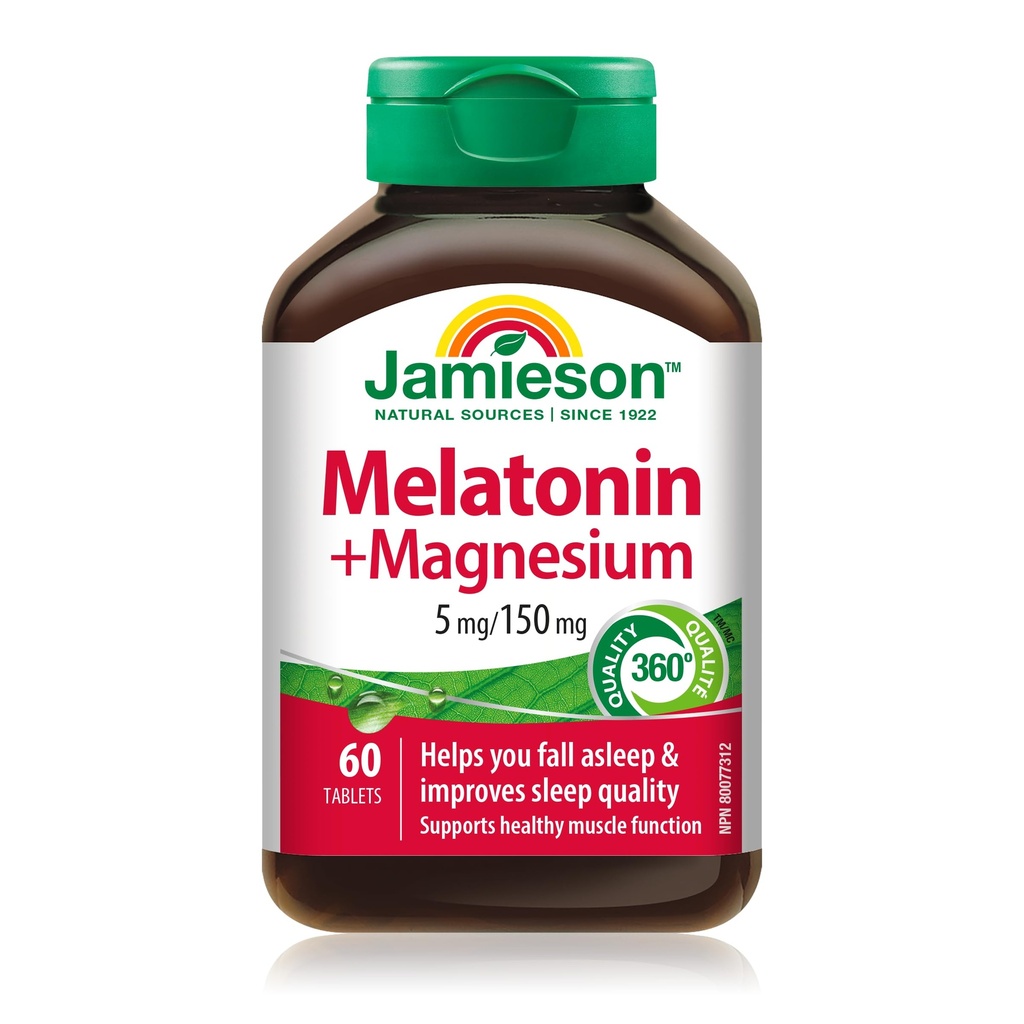 Jamieson Melatonin med Magnesium 5mg/150mg, 60 tabletter