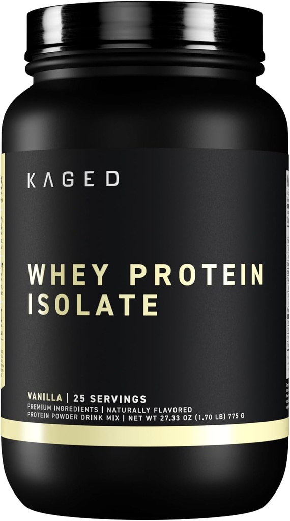 Kaged Whey Protein Isolate Powder | Vanilla | 100% Pure Low Lactose Whey | Post Workout Recovery Drink | Stöder Muskelbyggnad | Kosttillskott för Män & Kvinnor | 25 portioner