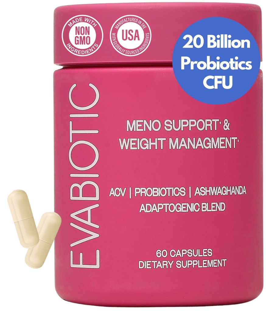 Komplett klimakteriet vitaminer - Ashwaghanda, Probiotics, ACV för vikthantering, Hot Flashes, Night Sweats, Bloat, Hormone Balance - Vegan 60 Caps Menopause Supplements for Women Non-GMO