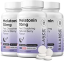 Balancebreens Melatonin 10mg Fast-Dissolve, 120 tabletter - Natursömnhjälp för Restful Nights, Drug-Free Support för avkoppling och lugn