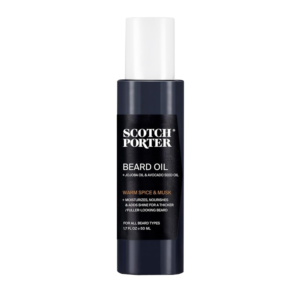 Scotch Porter Smoothing Beard Oil - Nourishing Oil Seals i Moisture & Smooths Flyaways för en Frizz-Free, Fuller / Healthier-Looking Beard med All-Day Shine - Original Scent, 1,7 uns. Bottle