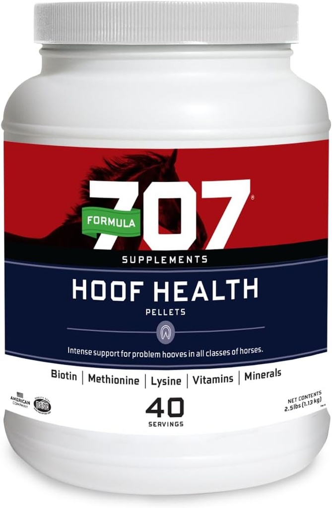 Formel 707 Hoof Health Equine Supplement, 2.5lb Jar - Biotin, Aminosyror och mineraler för att förbättra och stödja hälsosam häst Hooves