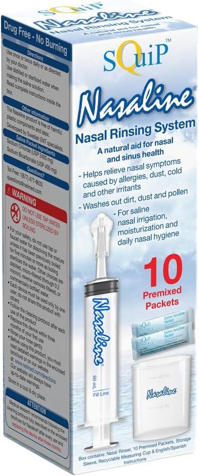Squip Nasaline Nasal Rinsing System med 10 Premixed Saline Packets