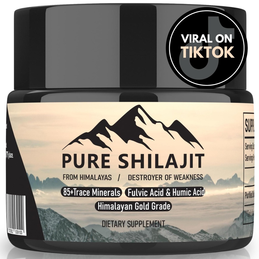 Himalaya harts för män och kvinnor, organisk naturtillskott med 85+ spårmineraler + Humic Acid, hög styrka som ger energi, styrka och immunitet (30g nytt)