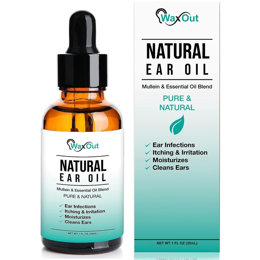 Natural Mullein Ear Wax Removal Oil & Cleaner med vitlök | Smärta & Earache Drops | Earwax Softener, Moisturizer & Allergy Soothing | Tinnitus, Itching, Ringinging, Infektioner och igensatta öron
