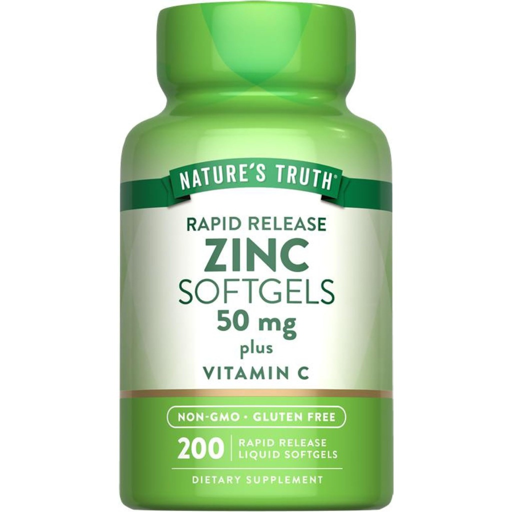 Nature's Truth Zinc 50mg Supplement | with Vitamin C | 200 Liquid Softgels | Non-GMO & Gluten Free
