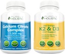 Rent Holistic Calcium Citrate Komplex 1000mg + Vitamin D3 125mcg K2 MK7 90mcg - 365 Vegan kapslar + 150 vegetariska kapslar Bundle - Made in USA