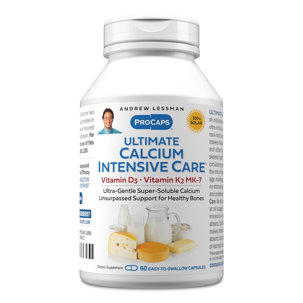 ANDREW LESSMAN Ultimate Calcium Intensive Care med vitamin D3 och K2 MK7-120 mcg - 60 kapslar - Bone och Skeleton Health Essentials. Gentle, lätt att svälja, superlöslig. Inga tillsatser