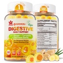 Ginger Chews Gummies för Nausea & Digestive Support, Stomach Relief - Sugar Gratis med gurkmeja & Odorless vitlök, Quercetin, Vitamin D3, C, Delicious Digestive Supplements, 60Cts (Pack av 1)