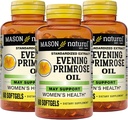 MASON NATURAL Evening Primrose Oil Softgels, 3 månaders leverans, kan stödja kvinnors hälsa, 3 paket (1 månad per flaska)