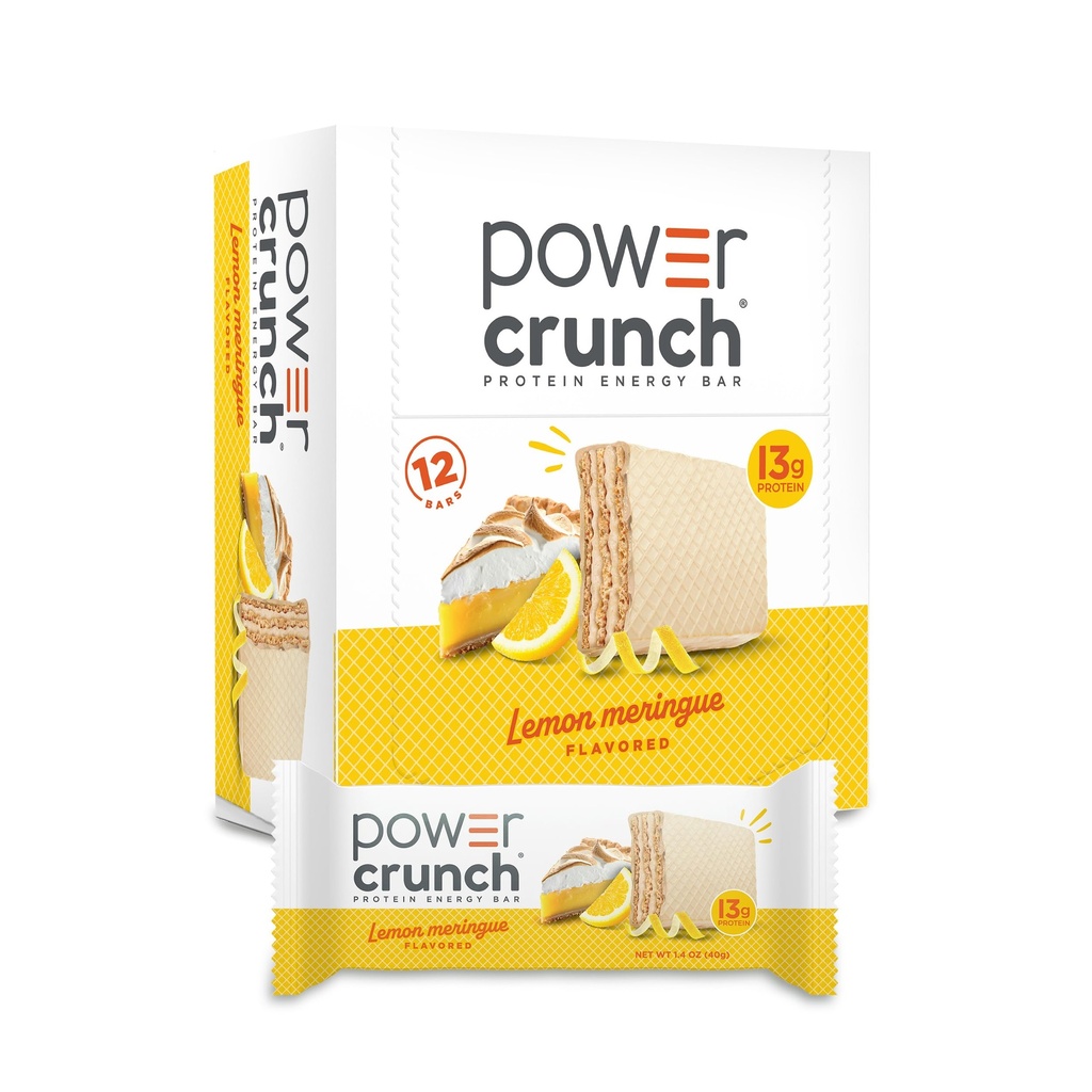 Power Crunch Protein Wafer Bars, High Protein Snacks med läckra smak, citron Meringue, 1.4 Ounce (12 greve)