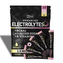 Förbättrad Electrolyte Powder Stick Packs (Lemon Berry | 20 Packets) w / 0 Sugar +BCAAs +B-Vitamins Electrolyte Supplement w Potassium Zinc & Magnesium för Hydration - Keto Electrolytes