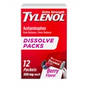 Tylenol Extra Strength Dissolve Packs, 500 mg Acetaminophen Pain Reliever & Fever Reducer, On-The-Go Powder Packets för Minor Aches & Pains, Ibuprofen- & Aspirin-Free, Berry Flavor, 12 ct
