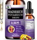 Magnesium Glycinate med kalium Supplement, Liquid Magnesium Glycinate 500mg Kalium Citrat 500mg, Magnesium Liquid Drops för Vaskulär, Ben, Hjärta, Muscle & Nerve Health, icke-GMO,Vegan