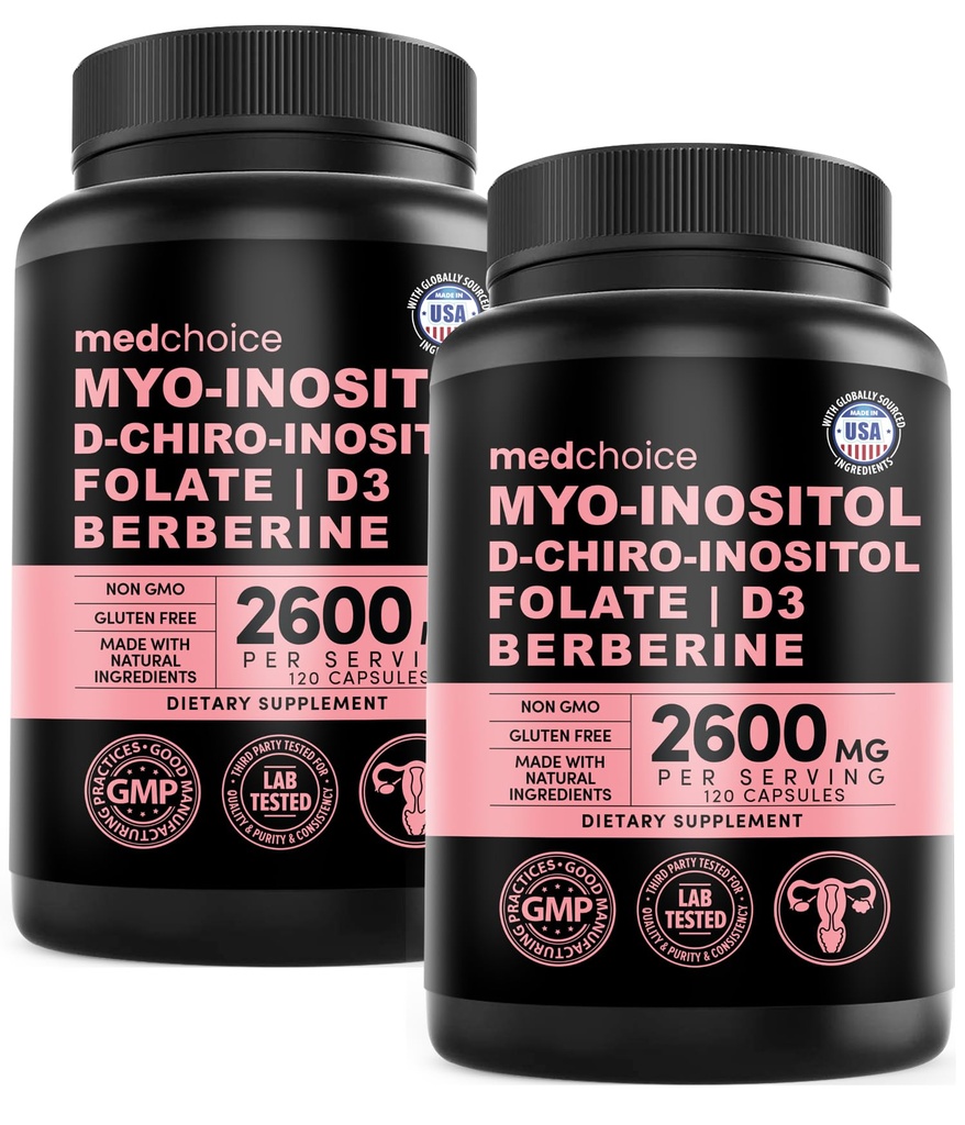 14-i-1 Inositol Supplement & Hormone Support för kvinnor - 40:1 Myo-inositol & D-Chiro Inositol Ovarian Support Capsules for Hormone Balance with Folate, Vitamin D och B12 (120 räkna) (Pack of 2)