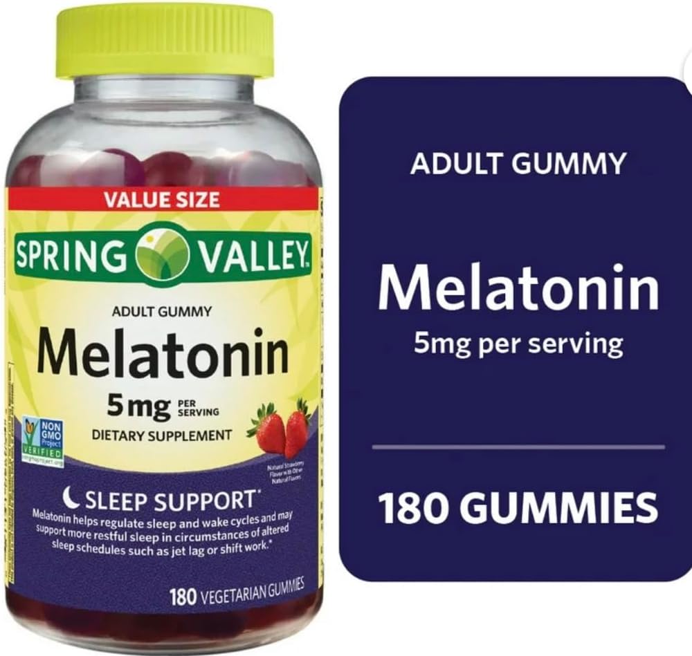 Soring Valley Melatonin Gummies, Non GMO, Strawberry smak, 5 mg, 180 greve