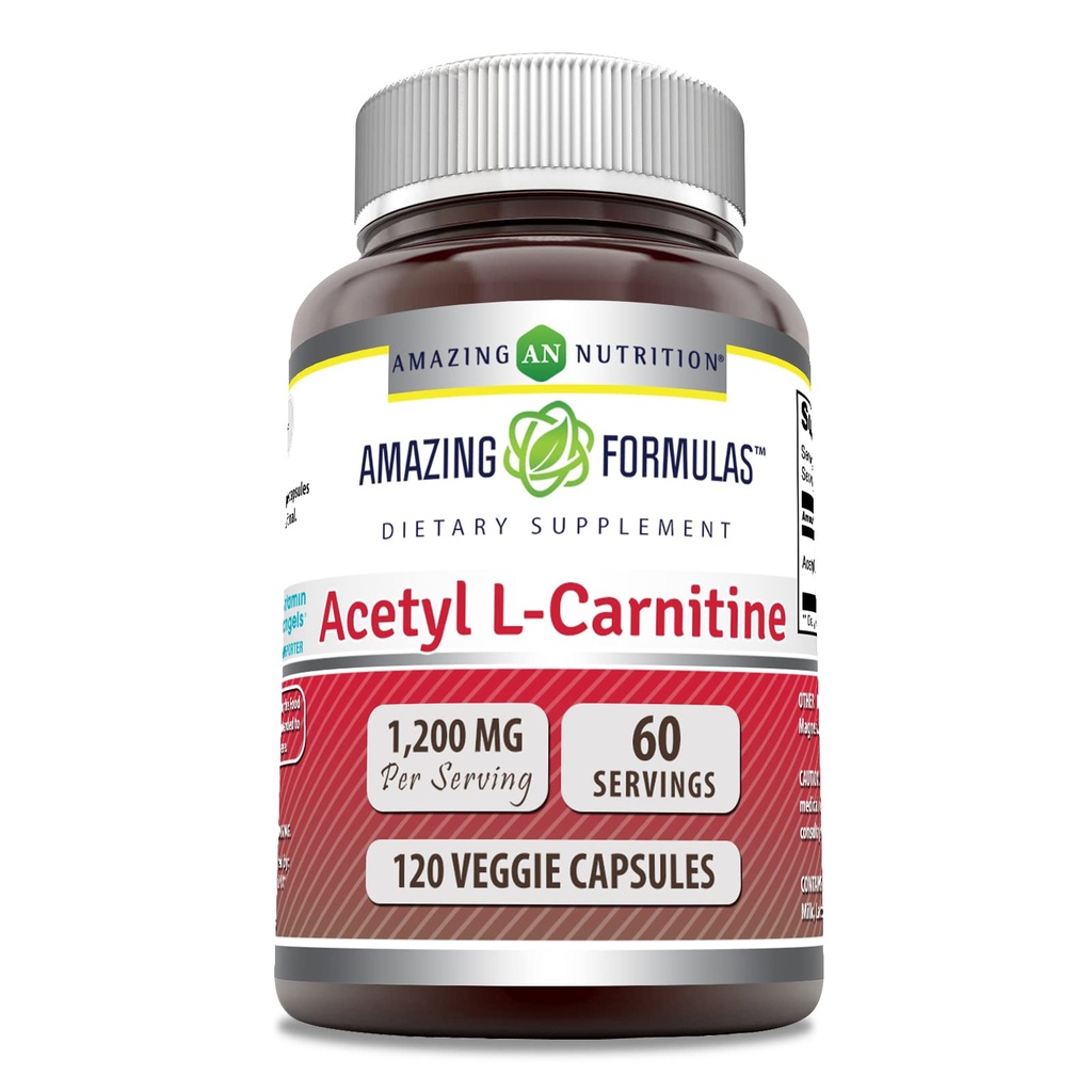 Fantastiska Formel Acetyl L-Carnitine Supplement | 1200 Mg | 120 Veggie Capsules | Non-GMO | Gluten Free | Tillverkad i USA