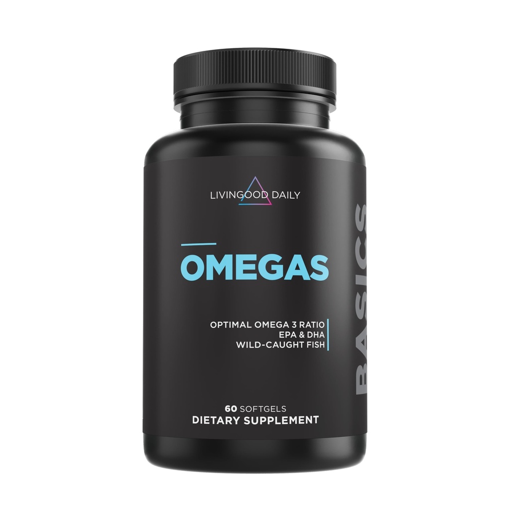 Livingood Daily Fish Oil Omega 3 Supplement, EPA och Dha från vildfångad fisk, Omega 3 fettsyror för hjärta, hjärna och gemensam hälsa för män och kvinnor, Gluten Free, 30 Day Supply, 60 Softgels