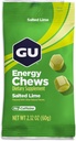 GU Energy Chews, Salted Lime Energy Gummies med Electrolytes, Vegan, Gluten-Free, Kosher, koffeinfri och Dairy-Free On-The-Go Energy för alla träningspass, 12 väskor (24 portioner totalt)