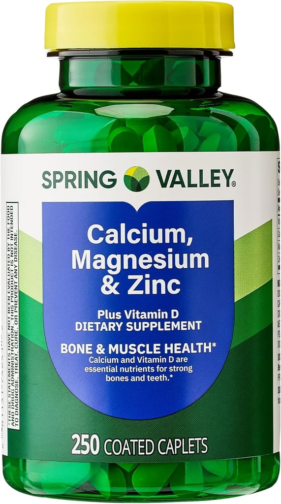 Calcium, Magnesium, Zink & Vitamin D3. Spring Valley Calcium Magnesium med Plus Vitamin D3 Caplets Dietary Supplement, 250 Count Bundle med Lualls 45 Diabetes Avkodade