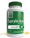 Health Thru Nutrition Caprylic Acid 600mg 200 Softgels | C8 Octanoic Acid från Pure 1g MCT Oil | Non-GMO & Soy Free | Stöd Hälsosam Digestive och Intestinal Health | Keto Friendly