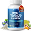 NAD + RESVERATROL Supplement- 10-i-1 Naturligt Blend med Quercetin Turmeric Berberine Bilberry Green Tea - 150 Count - Made & Tested i USA