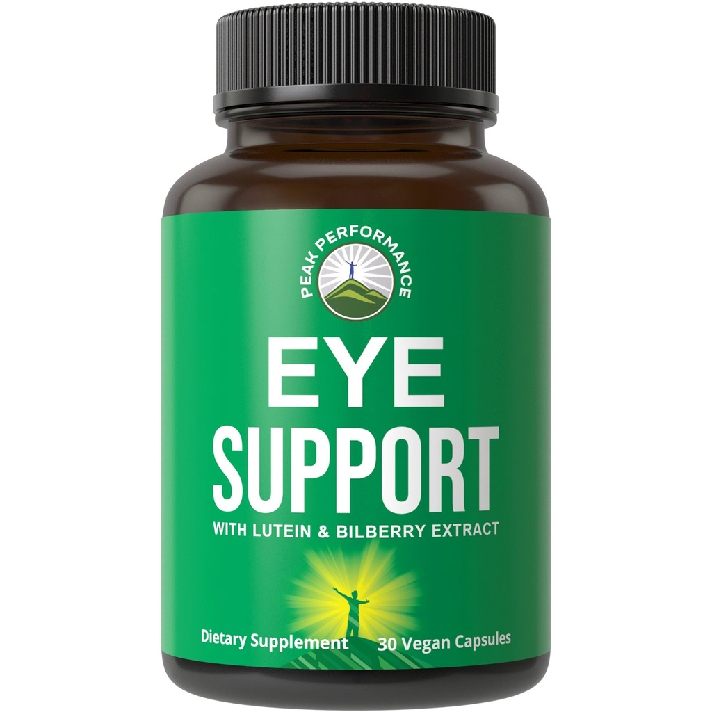 Peak Performance Eye Vitamins - Macular Support Supplement med Lutein, Zeaxanthin, Astaxanthin, Carotenoids, Bilberry Extract. Kapslar för åldrande ögon, dator, smartphone-användare. Undvik degenerering