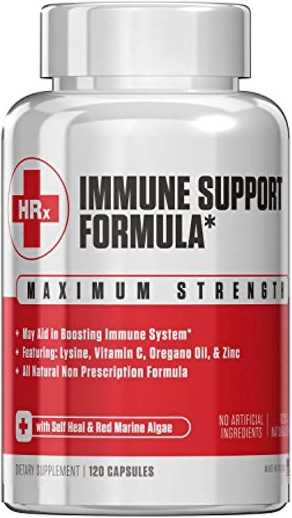 Re+Gen Nutrition Immune Support Supplement for Adults, Natural Capsules with Zinc, Vitamin C, L lysin Amino Acid & Oregano Oil for Strong Immunity Health in Men & Women, 120 Capsules