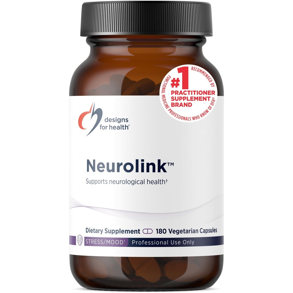 Designs for Health Neurolink - L-Tyrosine, GABA, 5-HTP, Inositol + Taurin Supplement - Designad för att stödja humör, neurologisk + kognitiv hälsa - icke-GMO (180 kapslar)