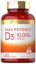 Carlyle Vitamin D 10000 IE 400 Softgels | Värdestorlek | Max Potens | Non-GMO, Gluten Free Supplement