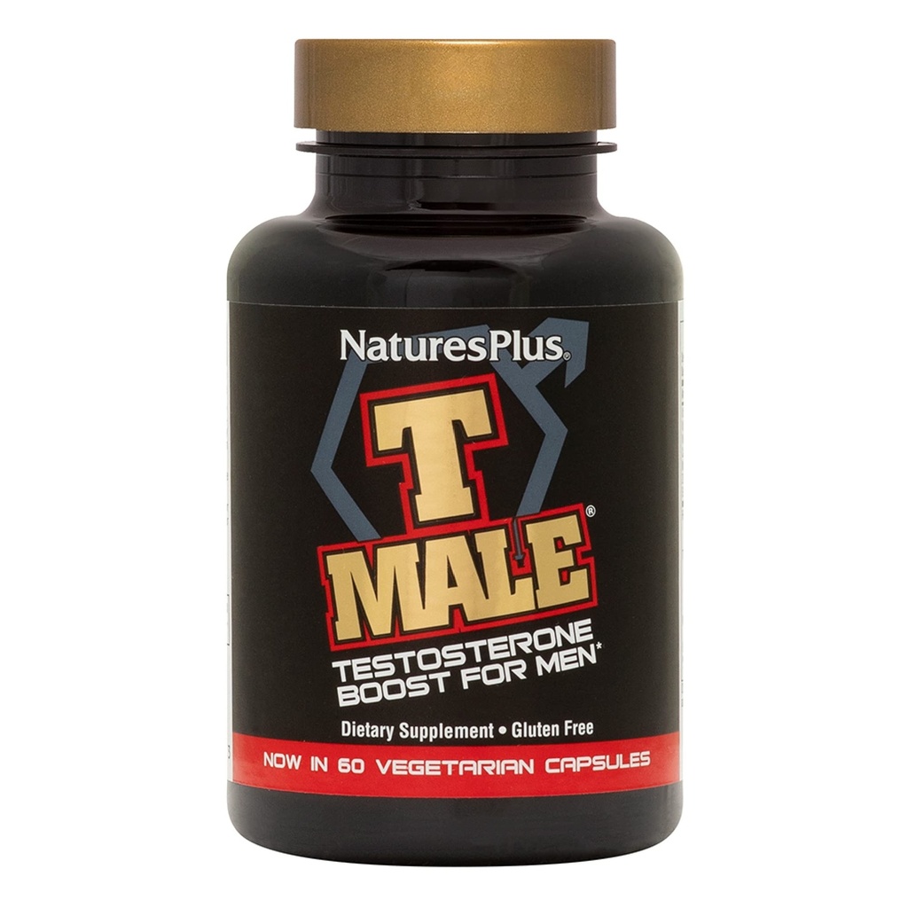 NaturesPlus T Male - 60 vegetariska kapslar - Främjar Muscle Gain & Stamina, Mood Enhancer - Gluten Free - 30 Totala portioner